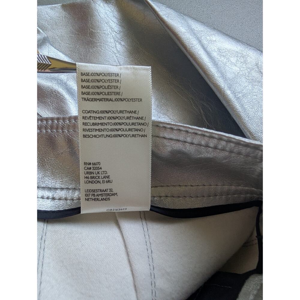 NWT Maeve The Ettie HR Crop Faux-leather Wide-Leg Pants Sz 24P Silver #7D532 - Picture 10 of 10